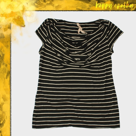 Bailey 44 Tops - Bailey 44 Black & White Striped Waterfall Blouse